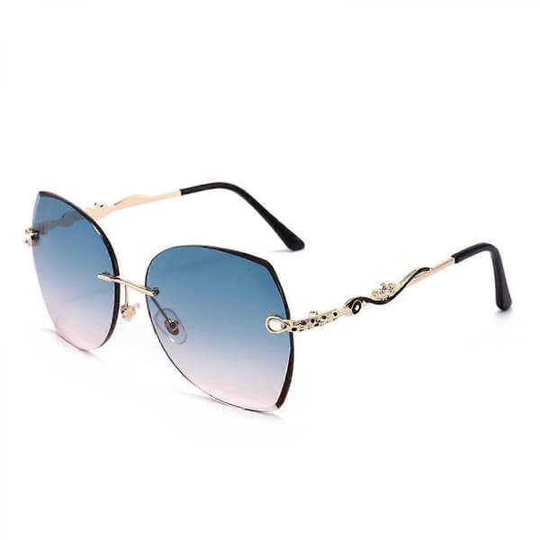 Retro firkantede rimless solbriller for kvinner UV400
