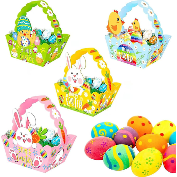 Easter Basket With Handle | Cute Cartoon Rabbit Egg Easter Baskets With Handle,reusable Easter Treat Boxes For Kids Easter Party Egg Hunting