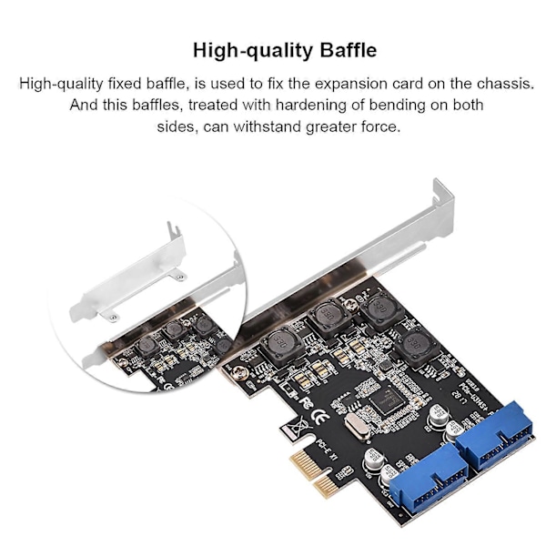 PCIE PCIExpress till Intern 2 Port 19Pin Header USB 3.0 Expansionskort med Låg Profil YEMMA