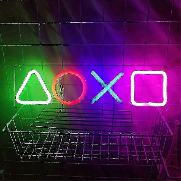 LED Spelrum Ikon Ljus Spel Transparent Neon Skylt Väggmonterad Ljuslist Fest Dekoration
