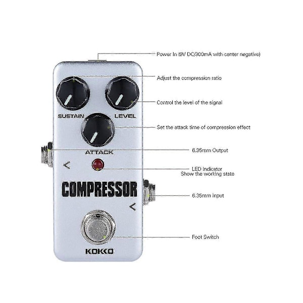 Gitarr Effektpedal Kompressor Helt Analog Krets Gitarrkompressorpedal För Gitarrtillbehör