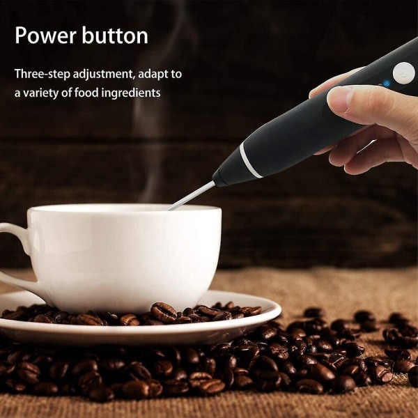 Kaffe/melk/eggskummer Usb elektrisk visp visp Håndholdt drikkemikser frappe,(svart)(3stk)