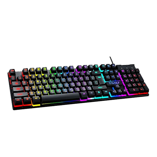 2020 Tf200 Rainbow Baggrundsbelyst Usb Ergonomisk Gaming Tastatur Til Pc Laptop