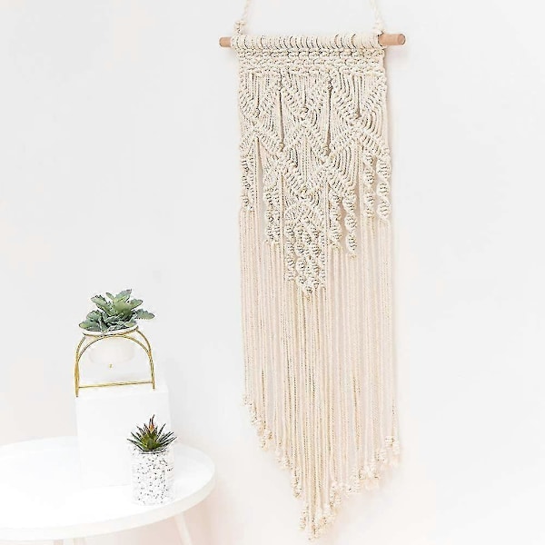 Makramé Väggbonad Vävd Tapet 40,6x70,1 cm, Beige