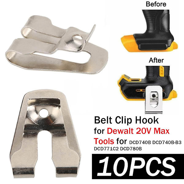 10 stk. Bælteklips-Hage til 20V Max Værktøjer til Dcd740b Dcd740b-b3 Dcd771c2 Dcd780b Power Tool Tilbehør