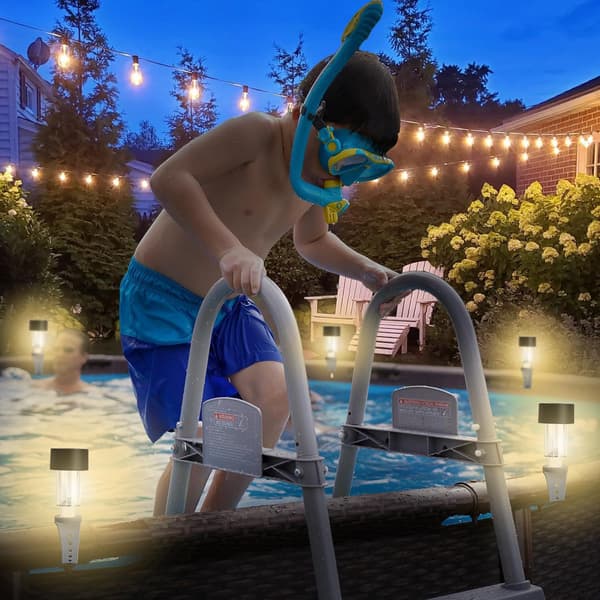 1x Solar LED Pool Light til jordbaseret poolhegnsdekoration, LED vandtæt pooltilbehør, natlys