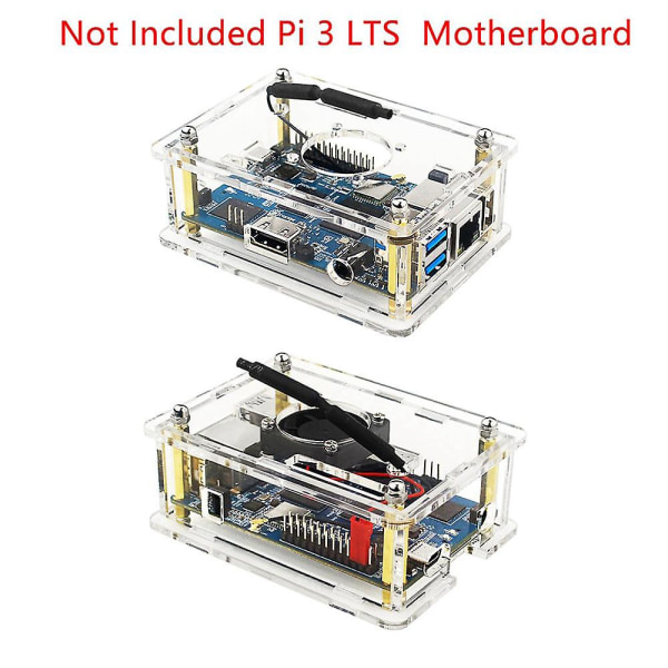 For Orange Pi 3 Etui - Transparent Akrylhus med Kjølefan for Orange Pi