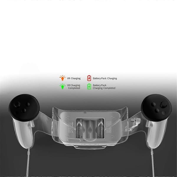VR Headset Ladestasjon med 2 Oppladbare Batterier for 3S / Quest 3 / Quest 2 VR Headset