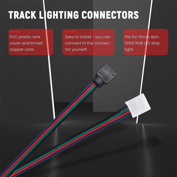 16,4 fot (5 m) 4-pins RGB-forlengelseskabel, LED-strippelkoblingersett for 5050 fleksibelt RGB-lys