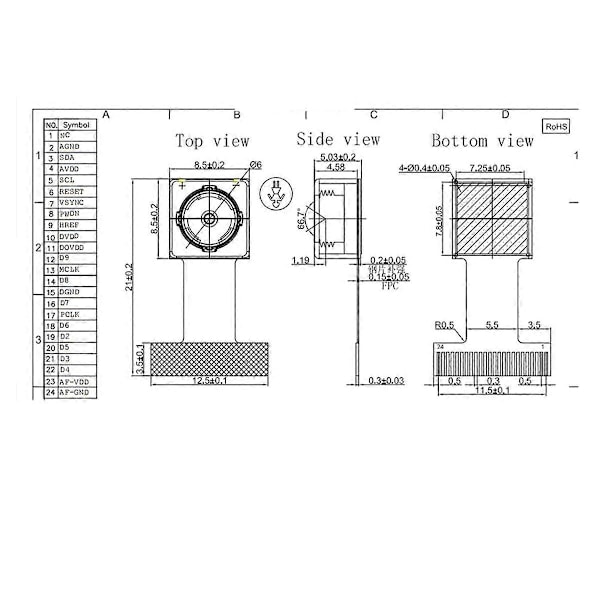 2 st/Lot OV5640 AF 70 Grader 5MP Högupplöst Kameramodul för ESP32-CAM Autofokus Mjuk Kort