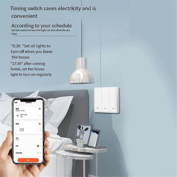 Tuya Smart Switch Wifi og Rf Radiofrekvens Smart Switch Enkelt Nul Brandlinje Universal 3 Switch Hvid