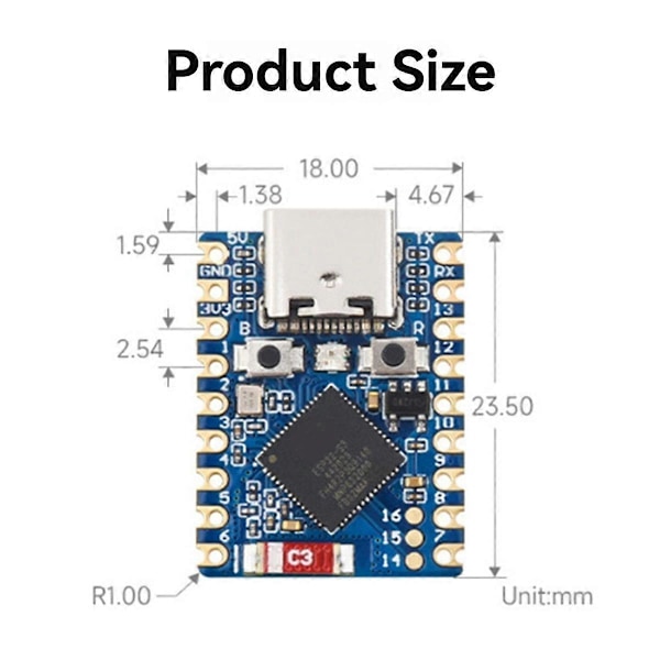 ESP32-S3 Zero Mini Utviklingssett, 240MHz Mikrokontroller, BT 5.0 Mini Utviklingskort, Ideell fo
