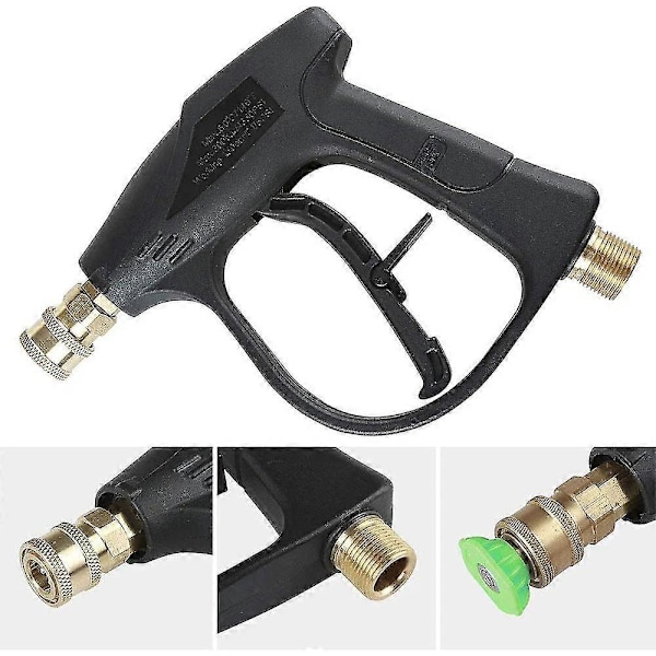 Højtryksrenserpistol med 5 vanddyser, 3000 Psi, højtrykspistol M22 udvendigt gevind egnet til mekanisk udstyr, gulve, vægge, vinduer An