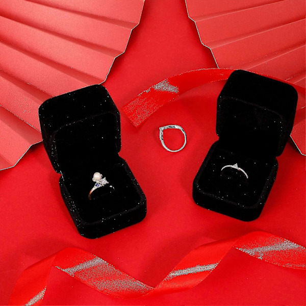 6 stk. Fløjls Ringæske, Fløjls Forlovelsesringæske Fløjls Smykke Gaveæske Øreringe Firkantet Ring Etui Til Frieri Bryllupsceremoni Fødselsdag Jubilæum