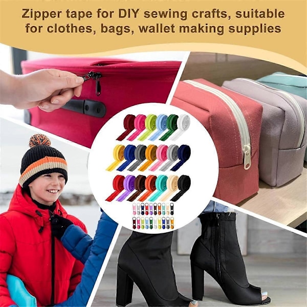 60 Yards 20 Stycken Sy Dragkedjor Bulk 5 Nylon Spiral Dragkedjor Sy Dragkedjor för DIY Skrädderi Hantverk Su