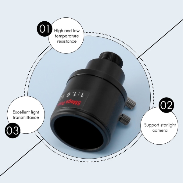 CCTV-objektiv 1/2,5 tum 6-22 mm 5MP M12-fäste varifokalt objektiv F1,6 för 4MP/5MP CMOS/CCD-sensor säkerhet