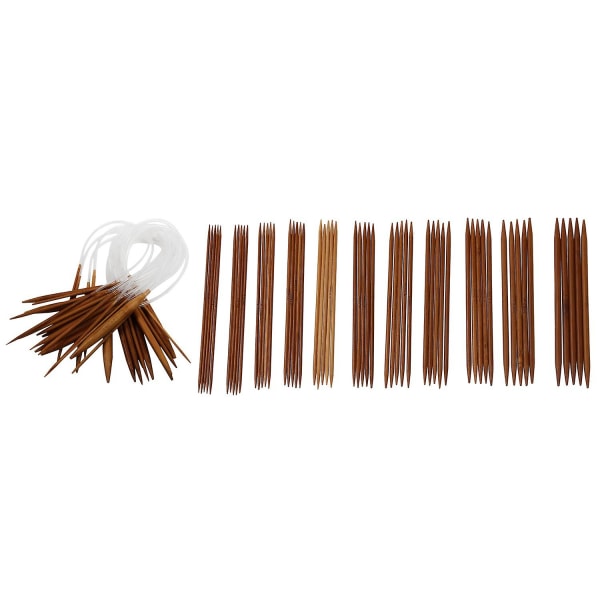 18 par 16 tommer (40 cm) cirkulært karboniseret bambus strikkesæt nålesæt (2,0 mm - 10,0 mm) & 5 S