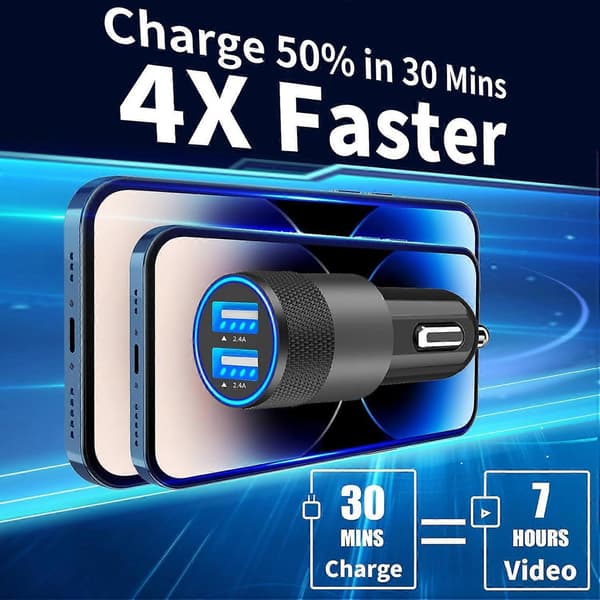60W Dobbel PD Billader, Rask USB-C Billader for Telefoner og Bærbare Datamaskiner
