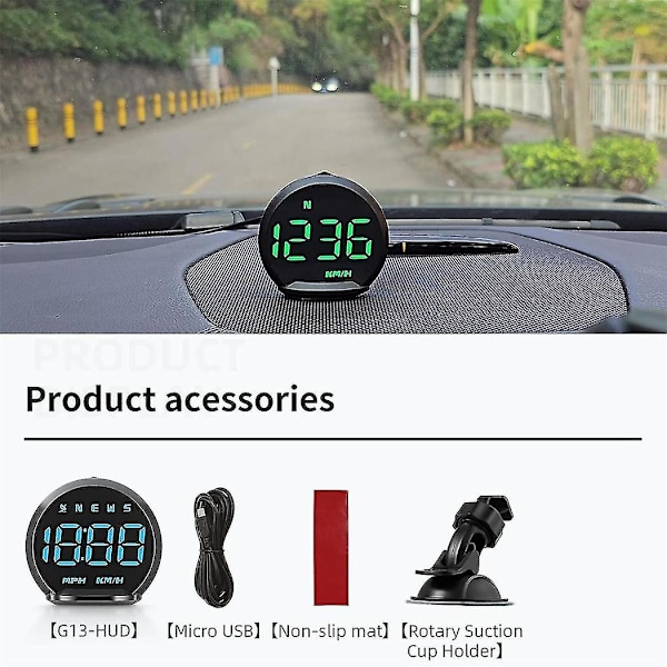 G13 Bil GPS Head-up Display Hud Speedometer Digitalt Ur Hd Head-up Universal