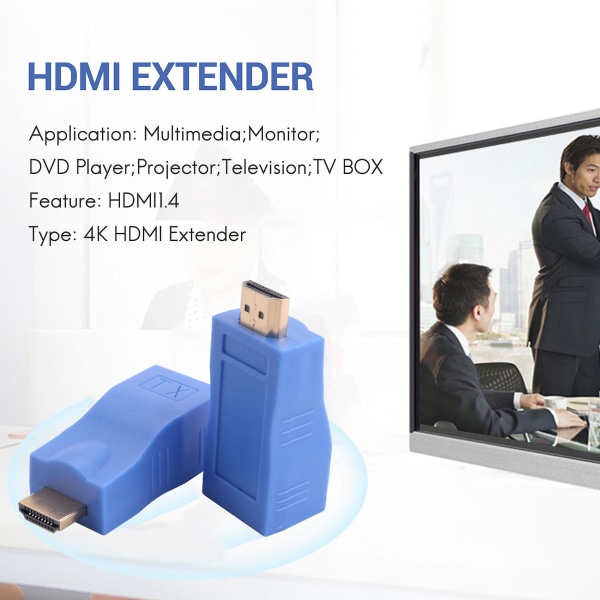 HDMI-kompatibel-kompatibel forlænger til RJ45 LAN Network Extension Transmitter Receiver TX RX Cat5e CAT6 Ethernet-kabel V1.4 30m 4K HD TV 1080P