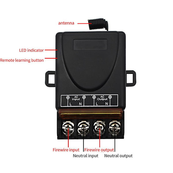 AC 220V 30A 1CH 433MHz Trådløs Fjernkontrollbryter RF Relémottaker + På/Av Sender For El