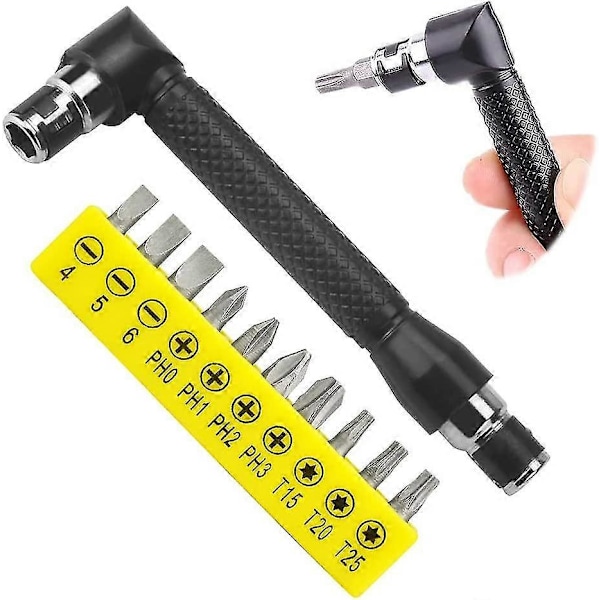 1/4\" Dobbel Heks Sokkel Skrutrekker Offset Skrutrekker Med 10 Assorterte Driverbits L-formet Heks Sokkelsett
