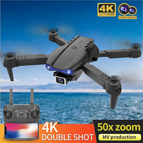 Kokoontaittuva drone HD 4K yhdellä kameralla, pitkä akunkesto, E88 PRO kauko-ohjattava ilma-alus, Bl