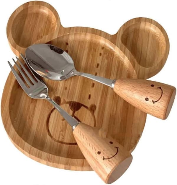 Vacker Charkbricka i Bambu och Bestickset Sötformad Ostbricka Serveringsbricka Återanvändbar Serveringsbräda för Hemmabruk Dinner plate