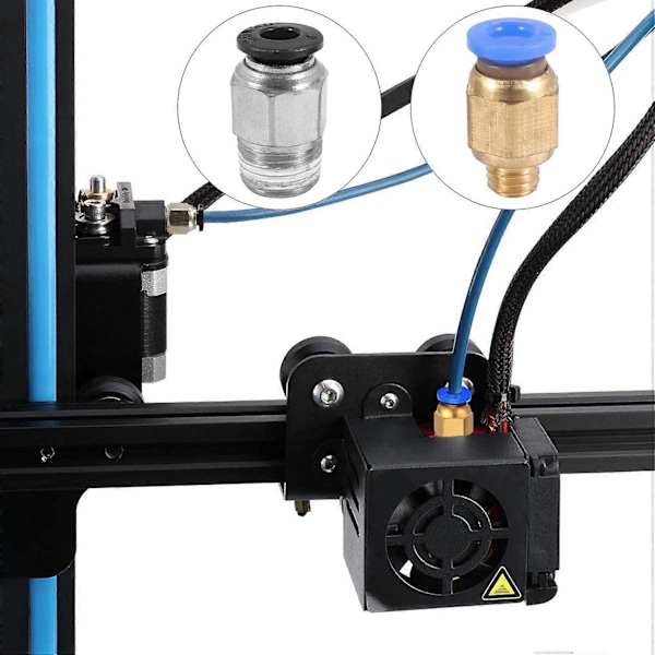 PTFE-rör Ptfe Blå Slang (1,5 Meter) Med 3 Stycken Pc4-M6 Kopplingar Och 3 Stycken Pc4-M10 Hanar