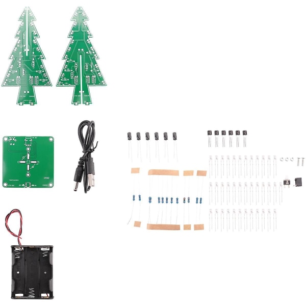EEQKIT DIY Juletrær Loddeprosjekt, 3D Juletrær LED-sett DIY Elektronikksett Lodding Montering 7 Farger Morsomt Sett