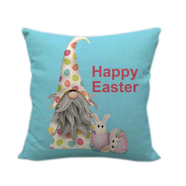 4 st Happy Rabbit Goblin Ägg Tryck Linne Påsk Kuddfodral Soffa Heminredning