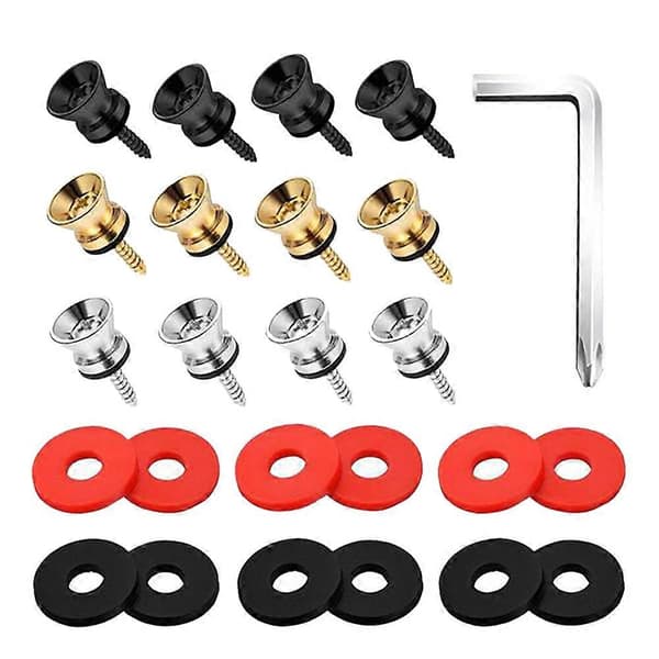 12 stk Ukulele Guitar Strap Låse Knapper Kit Gummi Strap Blokke og End Pins til Akustisk Ukulele