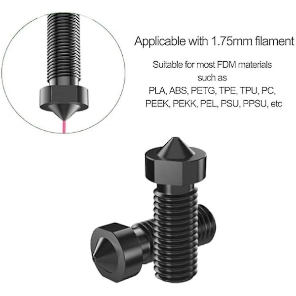 16 stk. dysekit i hardt stål for Volcano Hotend for Vyper, Plus, Max, Genius, X1/2