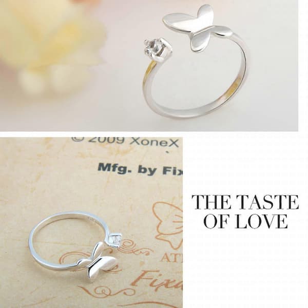 Dame Mode Diamant Sommerfugl Stil Åben Justerbar Ring