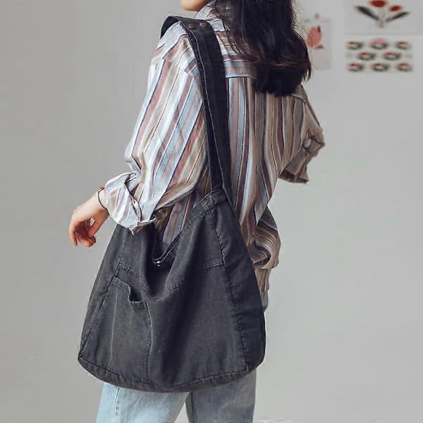 Denim stor kapasitet lerret messenger bag dame