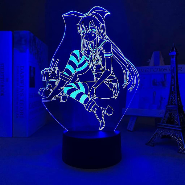 Pojke/flicka Sovrum Anime Kancolle /shimakaze Figur LED-lampa 7/16 Färg Fjärrkontroll Nattlampa 3D Illusion Lampa För Sovrumsinredning USB-lampa Atmosfär