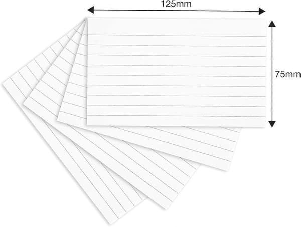 Summit-kort, 200-pack Vit, Linjerade Revisions-kort, 125x75mm