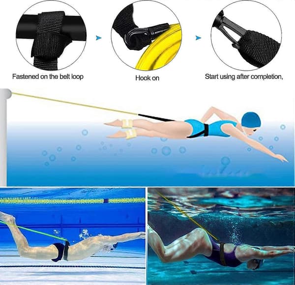 3m/ 4m Pool Simträningskoppel Slitstarkt Elastiskt Simträningsbälte Simmotståndsband Poolsimning Elastiskt Rep Motståndsband för Pooler Yellow