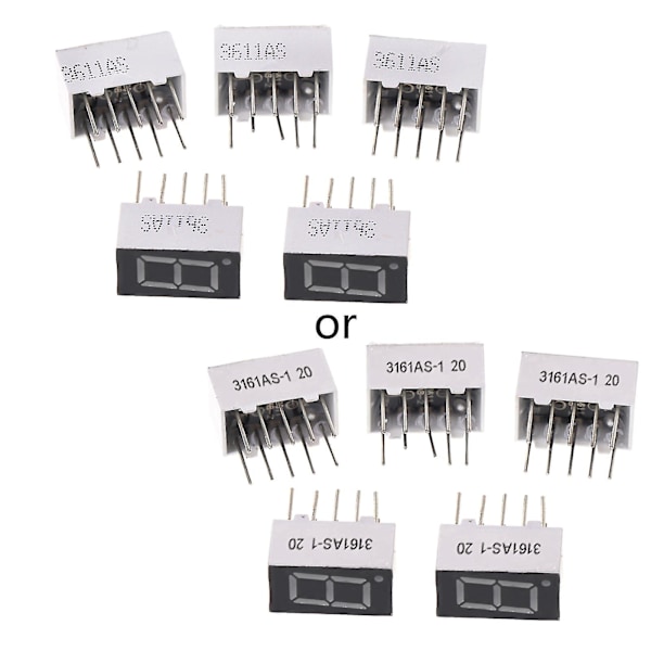 5st 0.36\" Gemensam Katod 1 Bit 10 Pin 7 Segment Röd LED Display Digitala Rör