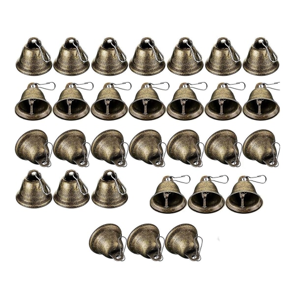 30 stk Bells Craft Small Bells Messing Bells Vintage Bells Med Fjærkroker For å henge Vindklokker Lage Hundetrening