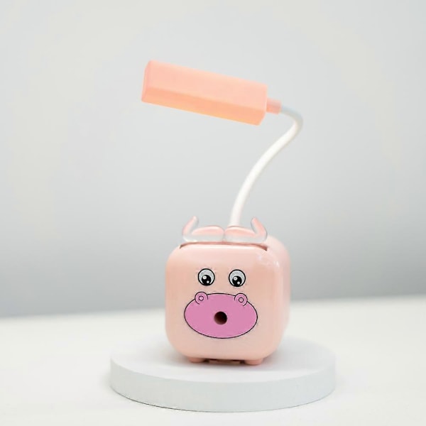 Søt Nattlampe med Telefonholder, Multifunksjonell LED Skrivebordslampe med USB-Ladeport, Øyevennlig og Sikker, Ideell for Lesing, Arbeid, Studier