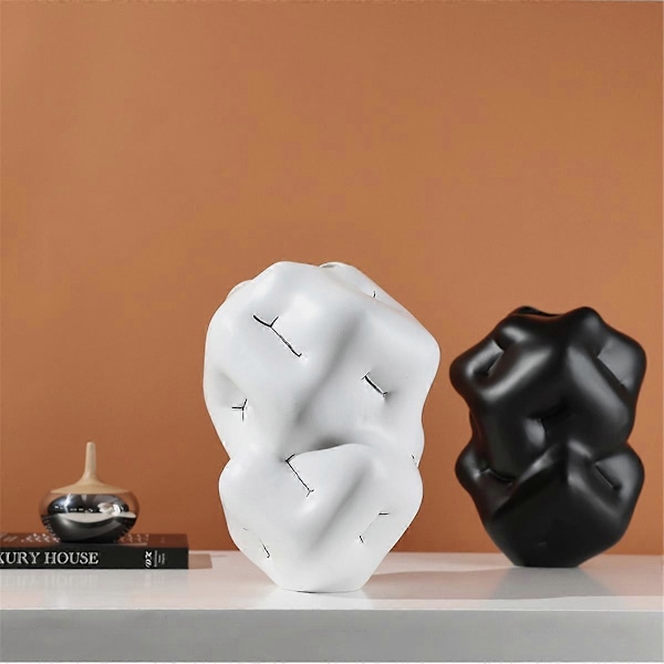 Modern Enkel Resin Vas Omslutande Konst Blomvas Vas Mjuk Dekoration Vit(B)
