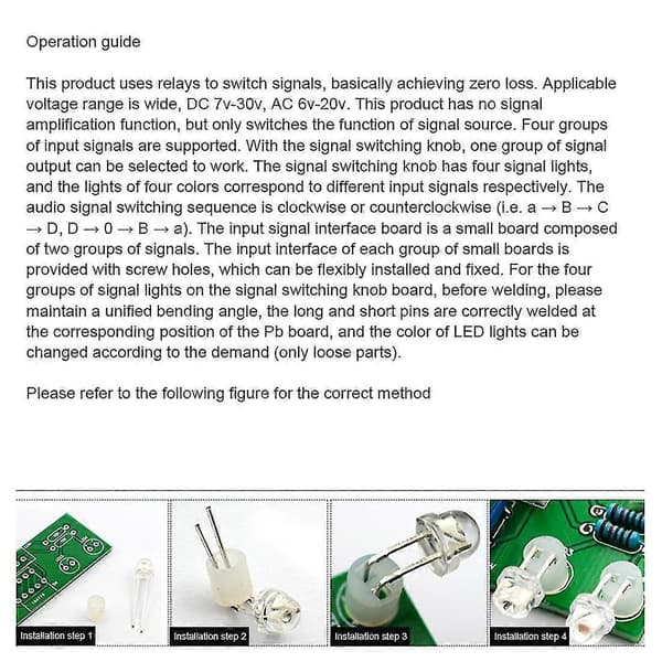Relæ 4-vejs Audio Input Signal Vælger Switching Rca Audio Input Valg Board Med Drejekontakt