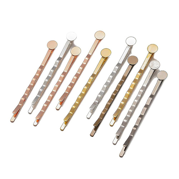 20 stk 6-12 mm runde flate hårklips blanke innfatninger baseinnstillingsbrett for DIY håndlagde hårnål smykker tilbehørsproduksjonsrekvisita