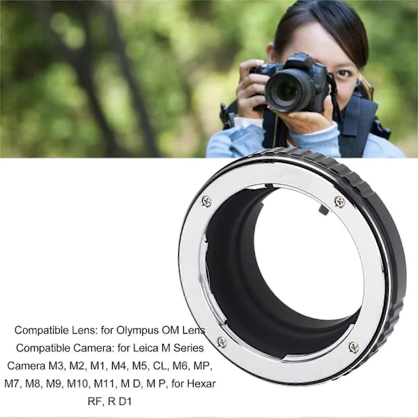 Objektivadapter för Olympus OM-objektiv till M-mount kamera, aluminiumlegering, objektivadapterring för Leica M3 M2 M1 M4 M5 CL M6 MP M7 M8 M9