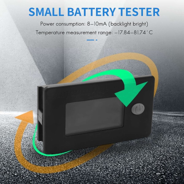 Akun kapasiteetin seuranta, 10-100v akun mittari, 12v 24v 48v prosenttiosuus jännite Fahrenheit lämpötila