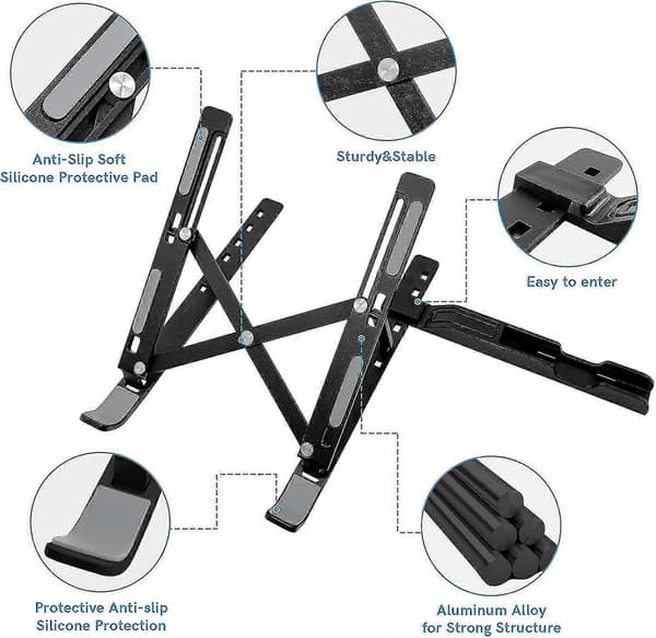 Bærbar Laptop Stand, Aluminium Computer Holder Laptop Riser Til Skrivebord