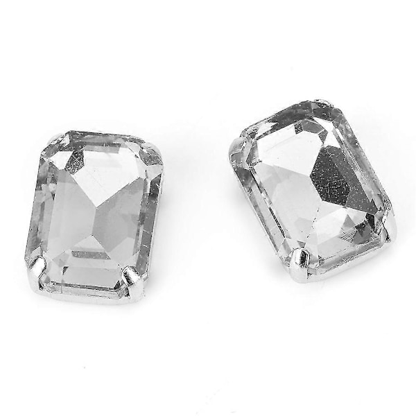 10 st Rektangulära Sy Strass Glas Kristall Klo DIY Klädtillbehör (vit)