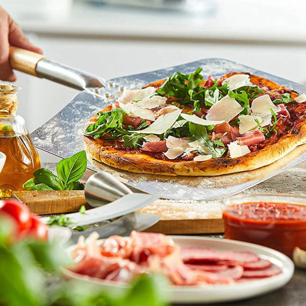PizzaschieberPizzaschaufel aus rostfreiem Alumiini [90 cm]- Praktisches & solides Gewinde,Pizzaheber mit abgerundeten