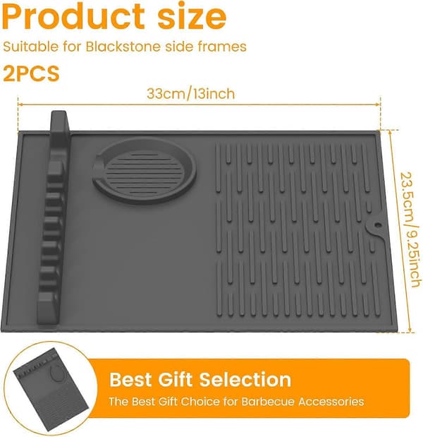 2 stk. Silikon Grillmatte, Silikon Grill Sidehylle Matte 33 x 23,5 cm